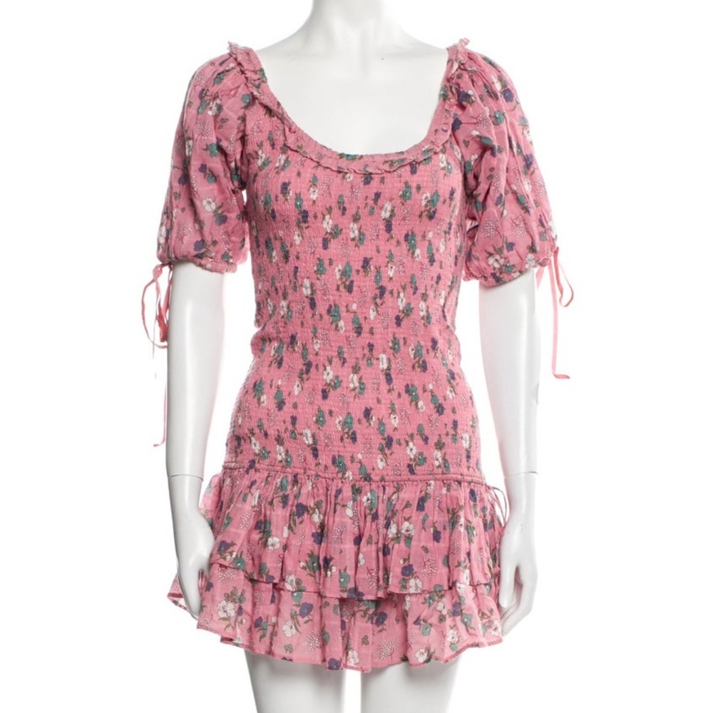 LOVESHACKFANCY • xs cotton violet mini dress in hollywood pink floral